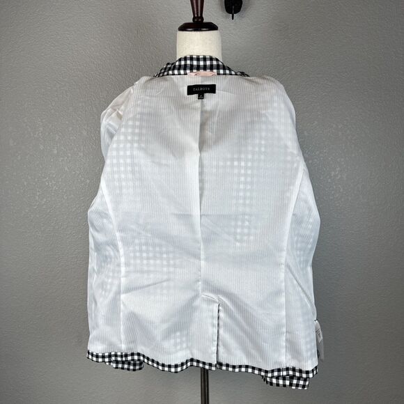 Talbots Womens One Button Blazer Size 16 Black White Gingham Plaid Linen Blend - Picture 8 of 10